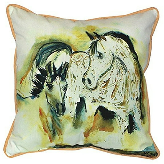 Betsy Drake  Mare & Colt 22-inch x 22-inch Indoor/Outdoor Throw Pillow