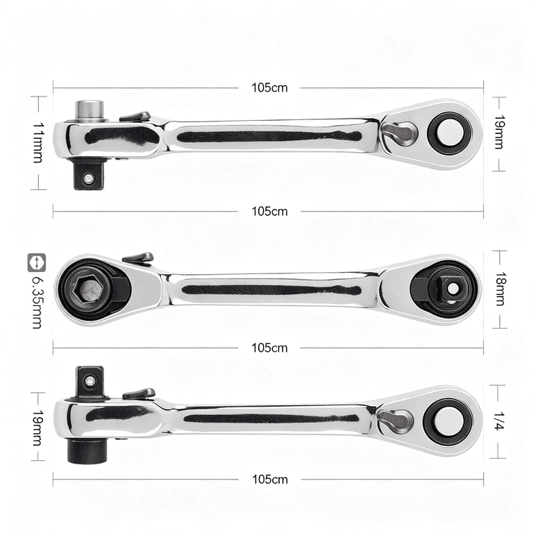 KASIU 1/4In Mini Double Headed Ratchet Wrench 72 Tooth Drive Socket and ...