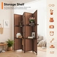 thumbnail image 3 of Jostyle 4 Panel Room Divider Privacy Screen with Storage Shelves - Foldable Partition with Sturdy Pine Wood Frame & Breathable Bamboo-Hemp Fabric for Living Room, Bedroom, Office Espresso Brown, 3 of 10