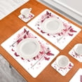 thumbnail image 3 of Wobogo Red Butterfly Pink Floral Placemats Coasters Set of 2 Heat-resistant Non-slip Easy to Clean Square Dinner Plate Mat, 3 of 8
