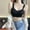 c01Black, variant on Square Neck Ribbed Crop Bra Top for Women Seamless Low Cut Basic Cropped Tank Tops Soft Comfort Breathable Daily Bras White XXL