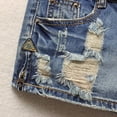 thumbnail image 5 of LYMAYTER Women Denim Shorts Low Waist Hole Jeans Summer Fallow Shorts Fashion Elastic Force Jeans for M-2XL, 5 of 7