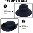 thumbnail image 6 of Muryobao Women Ponytail Sun Hat Summer UV Protection Cap Outdoor Waterpoor Foldable Mesh Wide Brim Bucket Hats for Beach Fishing Garden Navy, 6 of 7