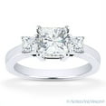 thumbnail image 2 of Square Cut Charles & Colvard Forever ONE Moissanite 3-Stone Engagement Ring in 14k White Gold, 2 of 5