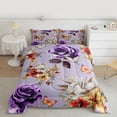 thumbnail image 2 of Manfei Female Women Chic Floral Rose Full Size Comforter Sets 3-Piece,Vintage Aesthetics Bedding Comforter Set,Butterflies Flowers Lightweight Bedding Sets,Luxury Bedroom Decor,Reversible, 2 of 8