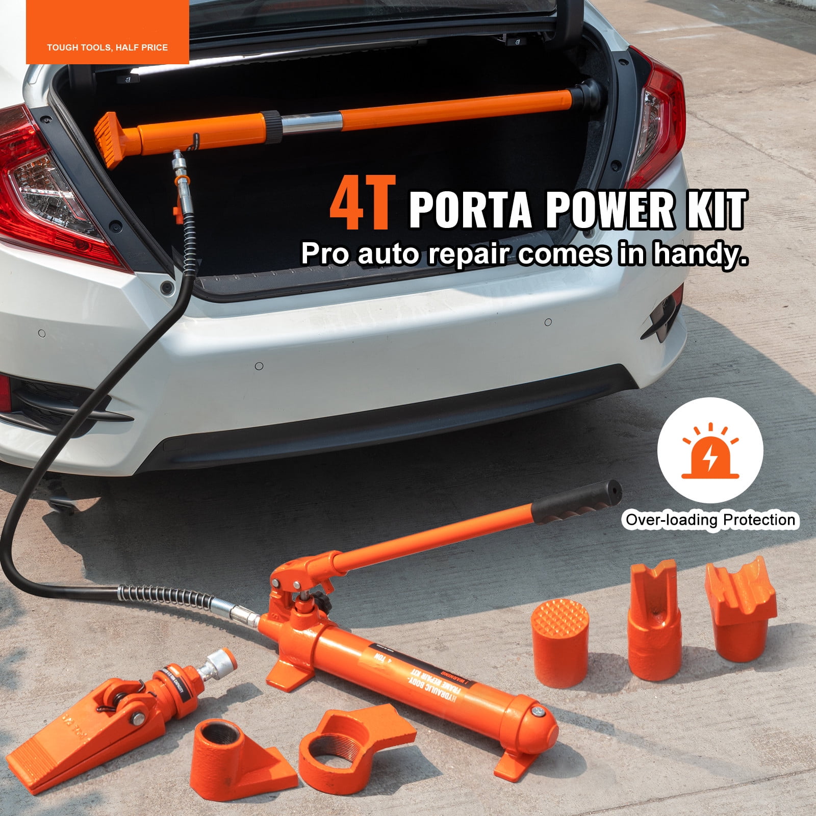 VEVOR 4 Ton Porta Power Kit Hydraulic Jack Air Pump Lift Ram Tool Auto Body Frame Repair Power Kits
