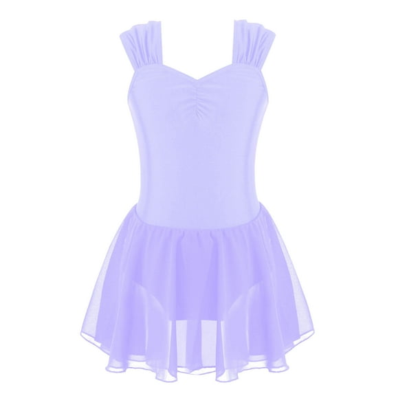 DPOIS Girls Kids Gymnastic Leotards Ballet Dance Sleeveless Tutu Dress Ballerina Costume Purple 4