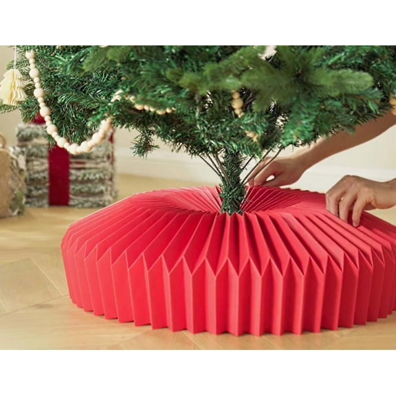 Elainilye Christmas Tree Collar, 26 Inch Tree Base Stand Cover for 6ft to 9ft Artificial Trees, Elegant Holiday Decoration Skirt