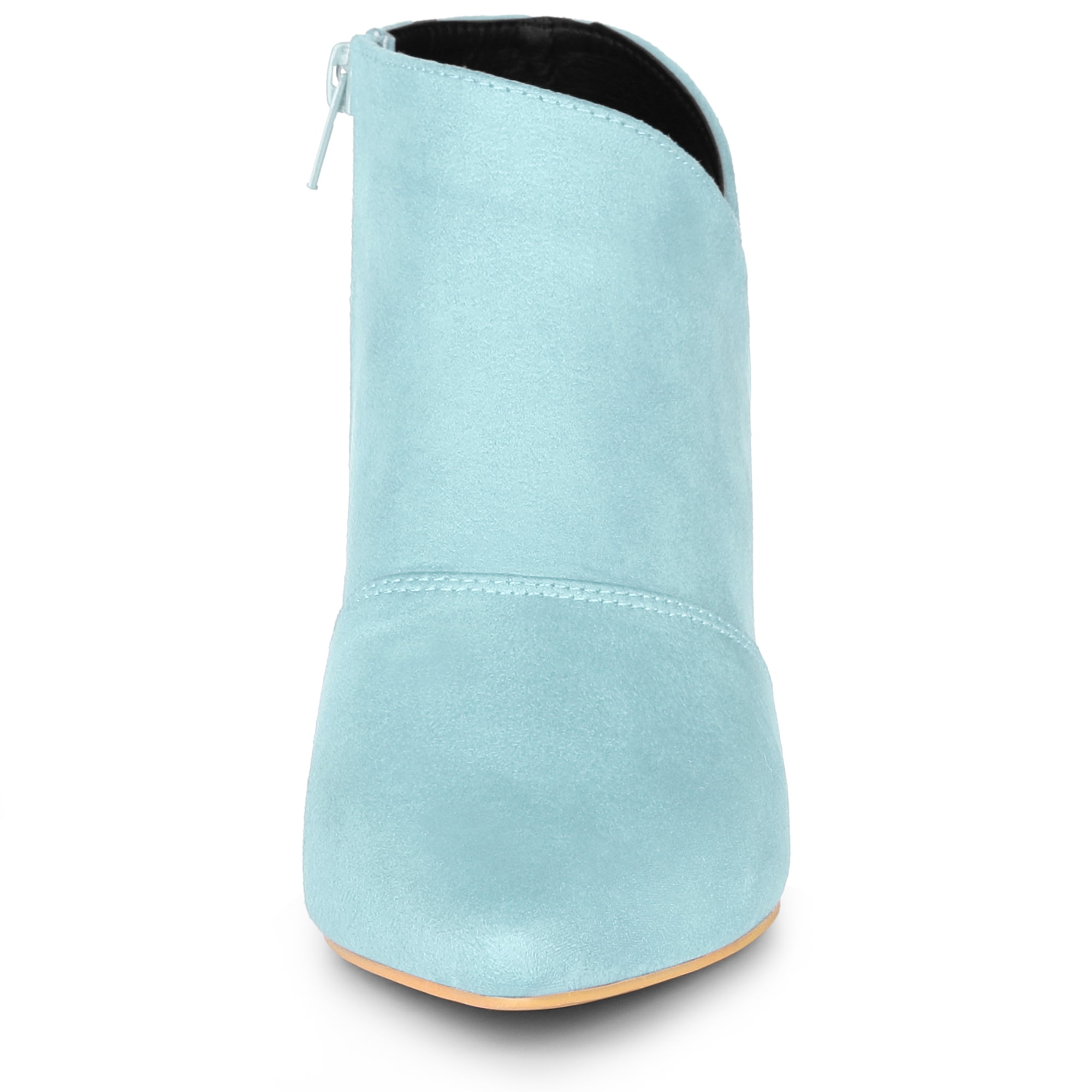 DARING DIVA Women's Pointed Toe Kitten Heel Cutout Ankle Boots Sky Blue 9