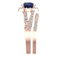 thumbnail image 3 of 2.32 ct Brilliant Round Cut Blue Sapphire 14K Rose Gold Halo Solitaire with Accents Engagement Bridal Wedding Ring Band Set size 5, 3 of 7