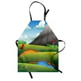thumbnail image 1 of Golf Course Scene Apron, Cartoon Graphic of Hills Majestic Mountain Hole Flags Pond, Unisex Kitchen Bib with Adjustable Neck for Cooking Gardening, Adult Size, Apple Green Multicolor, by Ambesonne, 1 of 4