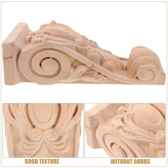 Clispeed Khaki Carved Wood Corbel, European Style Decorative Wooden Bracket for Home Decoration and Architectural Accents