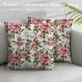 thumbnail image 3 of Chilfamy Pink Flowers Green Leaves Pillow Covers for Couch Sofa Indoor Outdoor Pillow Case Soft and Durable All Year Round Pillow Case 1PC 22x22in, 3 of 5