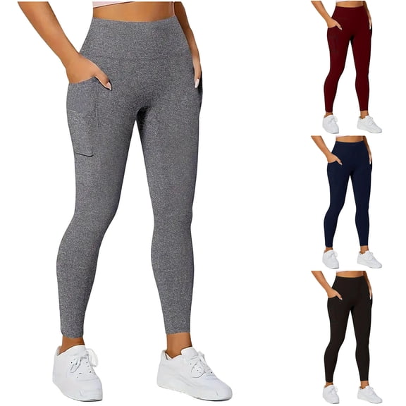 Gealkoca Leggings with Pockets for Women High Waisted Tummy Control Workout Hip Lift Yoga Pants Activewear Soft Stretchy Athletic Casual Yoga Pants