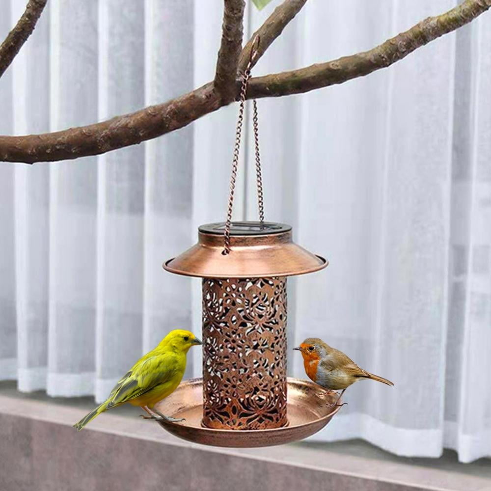 Solar Wild Bird Feeders,Hanging Bird Feeder for Outside Solar Bird