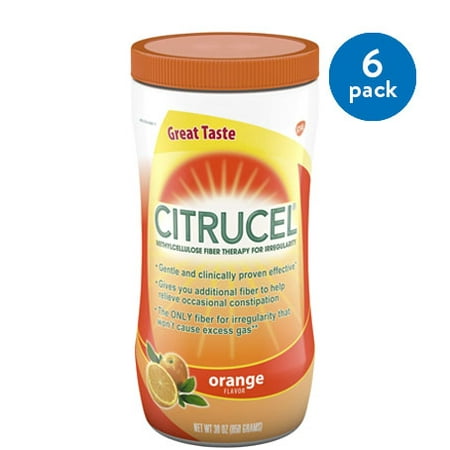 (6 Pack) Citrucel Powder Orange Flavor Fiber Therapy for Occasional Constipation Relief, 30 (Best Insoluble Fiber For Constipation)