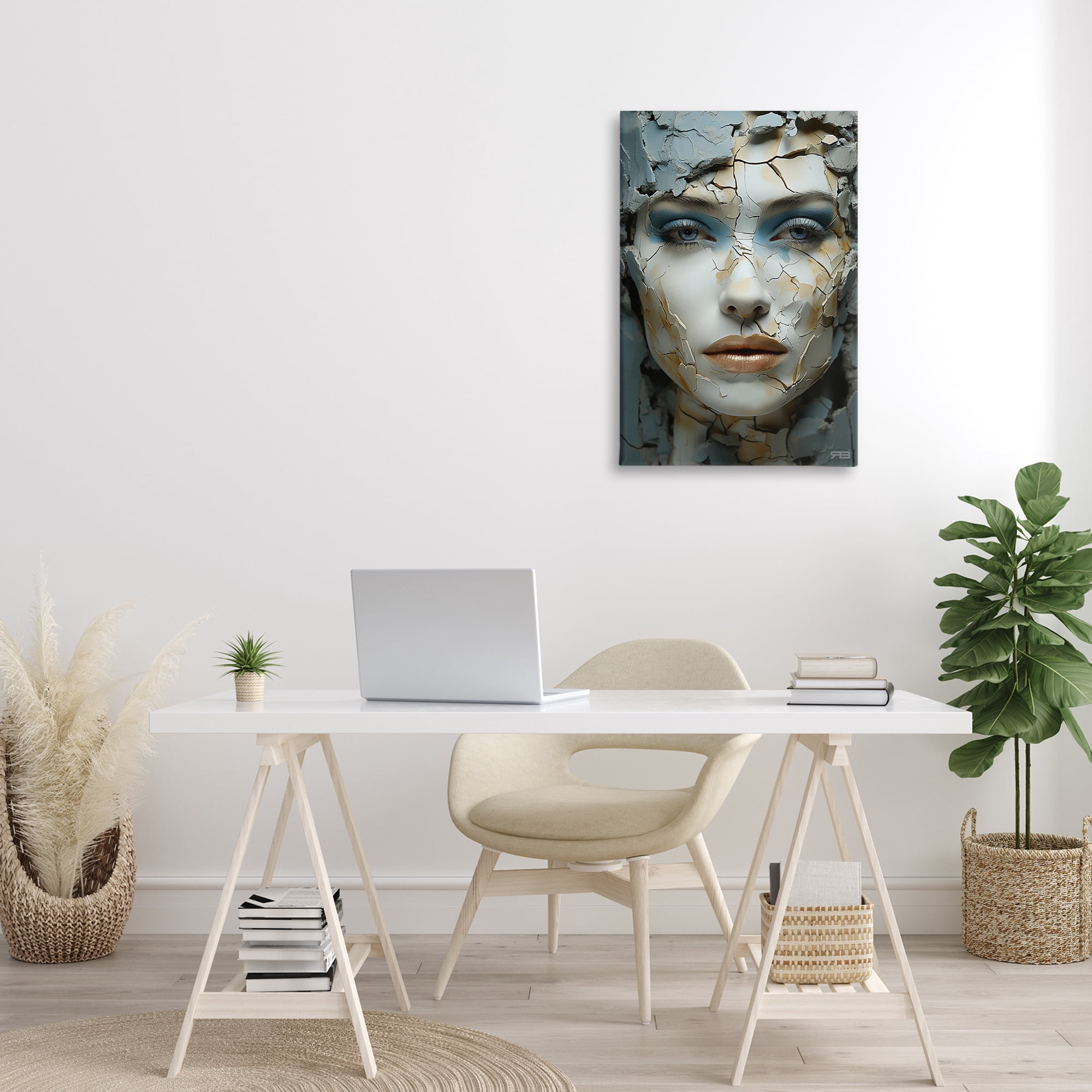 Stupell Industries Cracked Face Abstraction Novelty Painting Gallery Wrapped Canvas Art Print Wall Art, 20 x 30