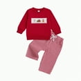 thumbnail image 4 of Towmus Boy Christmas Outfit Truck Print Sweatshirt Long Sleeve Pullover Tops & Plaid Pants Set Baby Girl Boy Fashion Clothes, 4 of 5