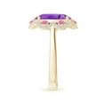 thumbnail image 3 of ANGARA Natural 4.3 ct Amethyst Floral Ring with Reverse Tapered Shank in 14K Yellow Gold for Women (Size-12x10mm) | February Birthstone, Anniversary, Jewelry Gift for Women | Natural Amethyst Ring, 3 of 10