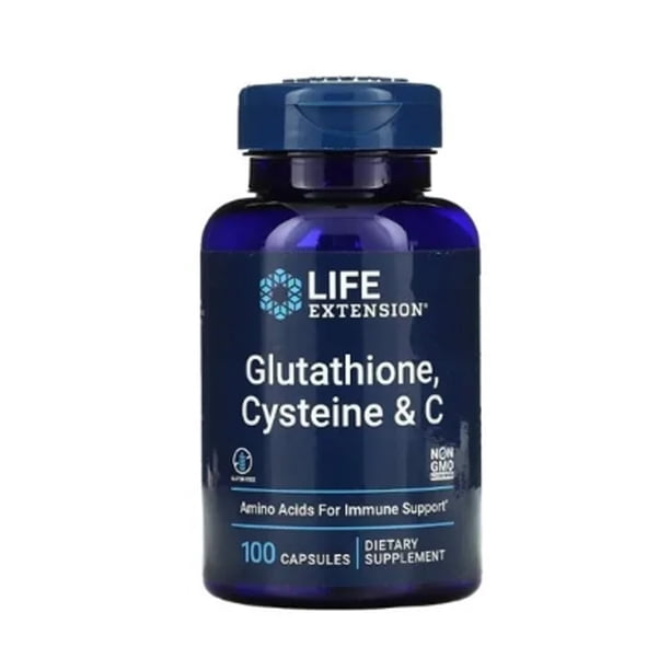 glutathione y vitamina c Glutathione, Cysteine + Vitamina C Life Extension 100 Capsulas Glutathione  Reducido