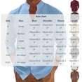 thumbnail image 3 of hoksml Men's Mandarin Collar Double Breasted Long Sleeve Linen Blend Shirt Breathable Loose Fit Casual Beach Button Down Shirt, 3 of 8