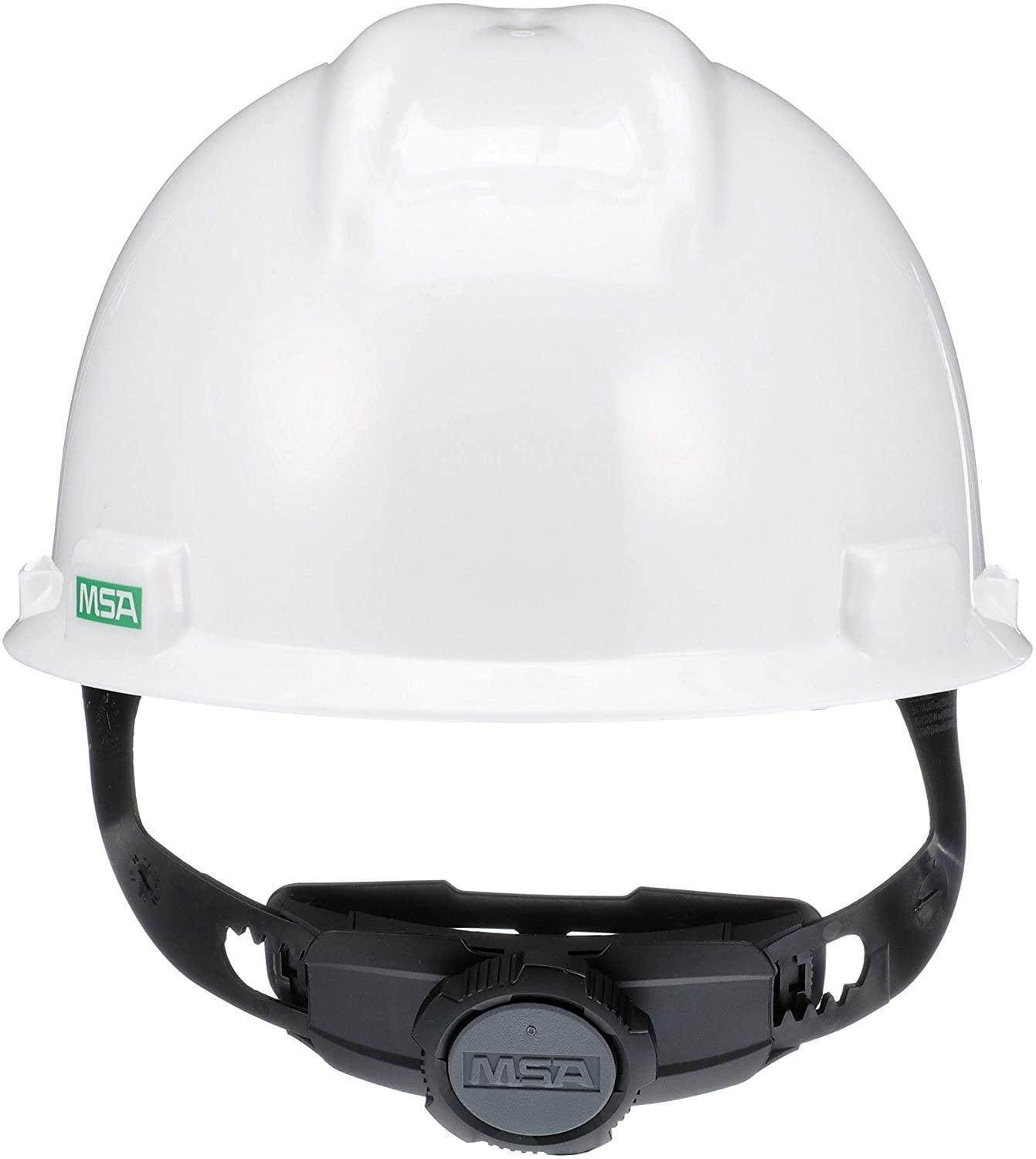 MSA 475358 V-Gard Cap Style Safety Hard Hat With Fas-Trac III Ratchet Suspension  Polyethylene Shell, Superior Impact Protection, Self Adjusting Crown-Straps - Standard Size in White