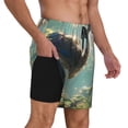 thumbnail image 2 of Daiia Majestic Ostrich In Forest Mens Swim Trunks Swim Shorts Quick Dry Swim Shorts with Mesh Lining Pockets-3X-Large, 2 of 9