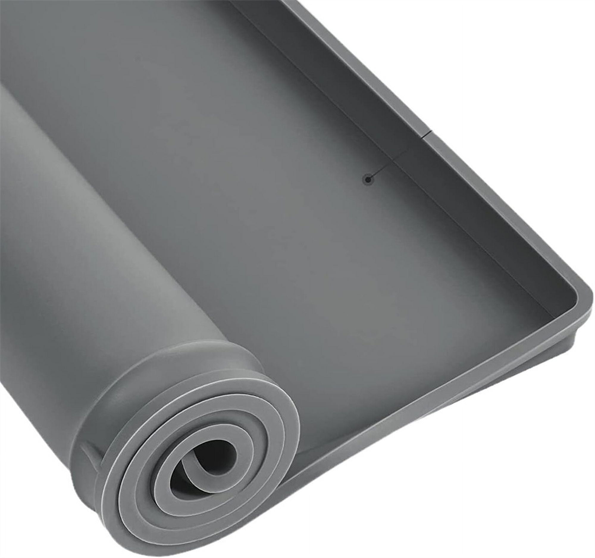 Tutuviw Mini Fridge Drip Mat with Raised Edge 23"*23"*0.76" Prevent Water Leakage and Floor Damage Edge Silicone Refrigerator Floor Mat(Grey)