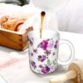 thumbnail image 3 of Yiaed Violets Flowers Print Ceramics Coffee,Large Handle Design,Extra Large Tea and Coffee Cup for Office and Home Mugs, 3 of 6