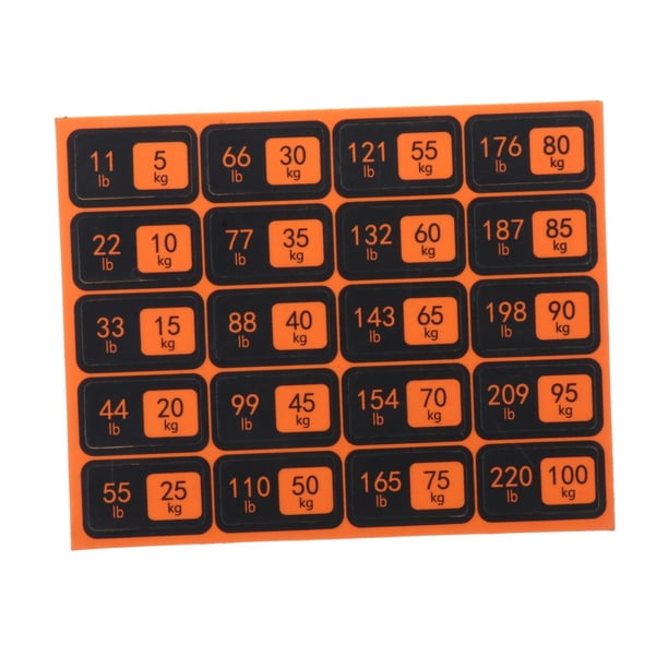 Etiquetas de pila de pesas, pegatinas de peso, pegatinas de números de fondo negro de 11 libras a 220 libras para accesorio de máquina de gimnasio de