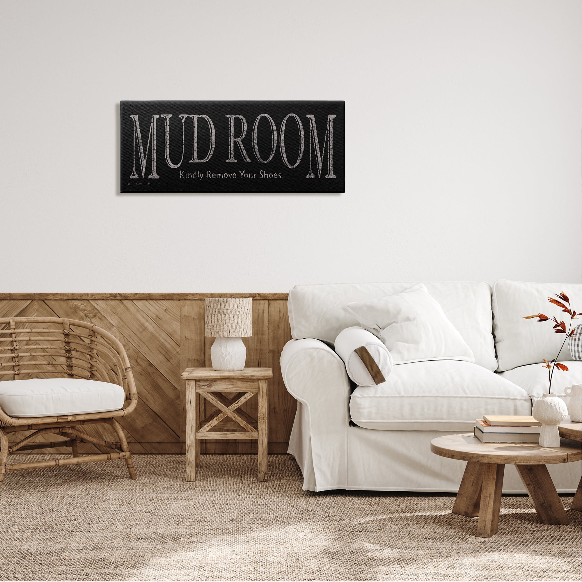 Stupell Mud Room Remove Shoes Reminder Inspirational Painting Gallery Wrapped Canvas Print Wall Art