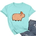 thumbnail image 1 of WILLBEST Ladies T Shirts Ladies Graphic T Shirt Capybara Selfie Cute Cartoon Printed T Shirt Color, 1 of 3