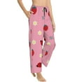 thumbnail image 2 of Xecao Strawberry and Ladybugs Women's Straight Lounge Pajama Pants: The Epitome of Relaxed Sleepwear, 2 of 9