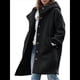thumbnail image 3 of Chaqueta Cortavientos Informal con Capucha y Botonadura Sencilla de Invierno para Mujer Negro XL, 3 of 6