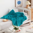 thumbnail image 3 of Ntbay Flannel Fuzzy Soft Warm Cozy Toddler Blanket, Fluffy Warm and Lightweight Reversible Stripes Design Toddler Plush Blanket for Stroller, Crib, Travel, 30" x 40", Turquoise, 3 of 5
