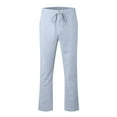 thumbnail image 2 of kpoplk Men's Drawstring Linen Pants Casual Summer Beach Loose Trousers(Light Blue,L), 2 of 6
