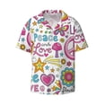 thumbnail image 3 of Goofa Peace Love and Dove Flower Power Printed Men's Casual Short-sleeved Shirt,Lightweight Breathable Button-down,Summer Casual men's top,Versatile Fashion shirt-3X-Large, 3 of 7