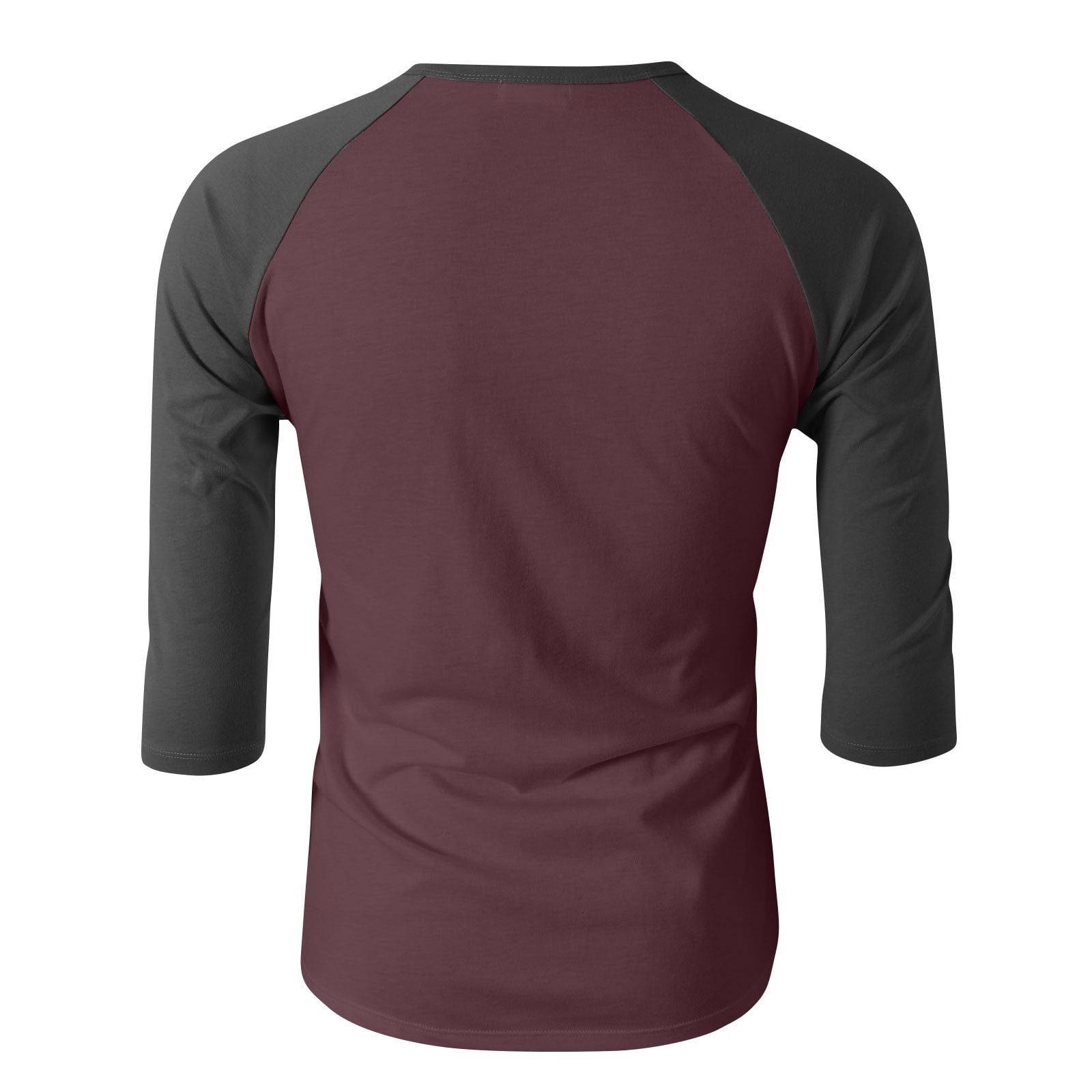 RYRJJ Henley Shirts for Men Raglan 3/4 Sleeve Baseball T-Shirts Color Block Summer Casual Cotton Sport Athletic Tee Tops(Wine,XL)