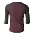 thumbnail image 6 of Chbgutlmr 3/4 Length Sleeve Tops for Men Notched V Neck Color Block Drop Shoulder Shirts Casual Comfy Tops, 6 of 8
