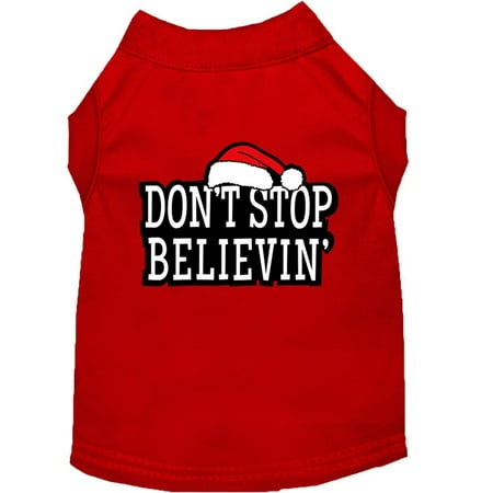 Christmas Screenprinted Dog Shirt, "Don't Stop Believin"