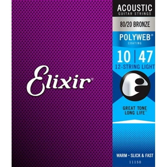 Elixir PolyWeb 80-20 Bronze 12-String Light Acoustic Guitar Strings Set