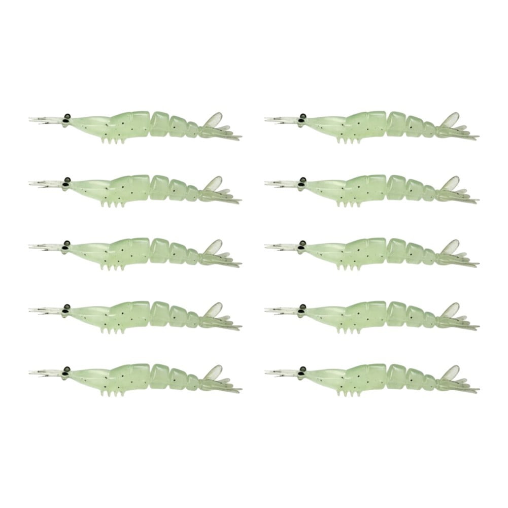 GRIMPEX 10Pcs for Multi Segment Soft Lure Bait 6cm Grass Shrimp Fishing Artificial Luminous