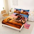 thumbnail image 2 of Manfei Racing Motorbike Queen Sheets,Speed Games Queen Sheet Sets,Brown,4-Piece,1 Flat Sheet, 1 Fitted Sheet and 2 Pillowcases, 2 of 6