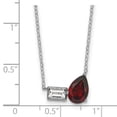 thumbnail image 2 of 13.9mm Ss Rhodium Plated Garnet and White Topaz Pear Rectangle With 2in Extension Necklace 16 Inch Pendant Necklace for, 2 of 2