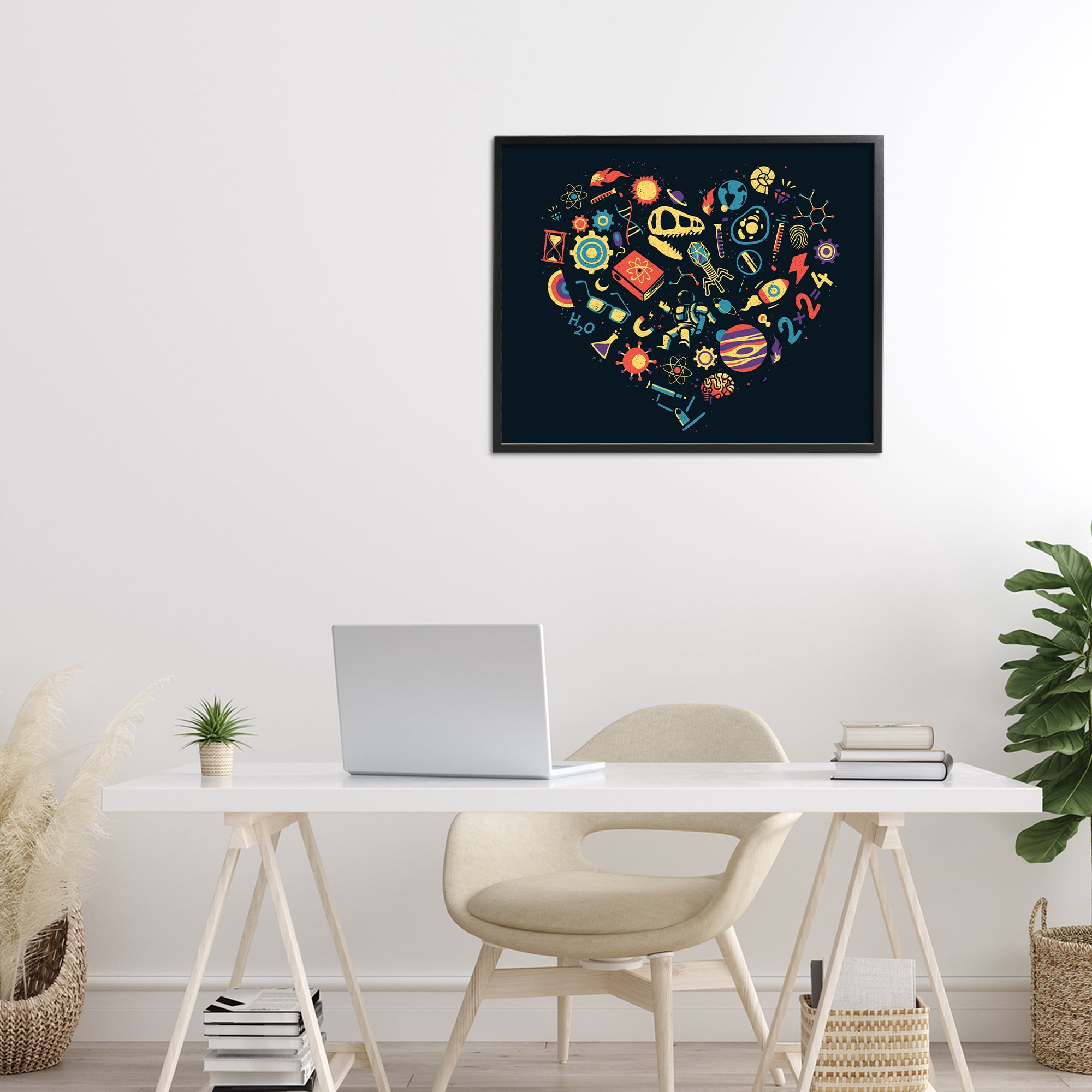 Stupell Industries Retro Science Heart Black Framed Giclee Art, design by Tobe Fonseca