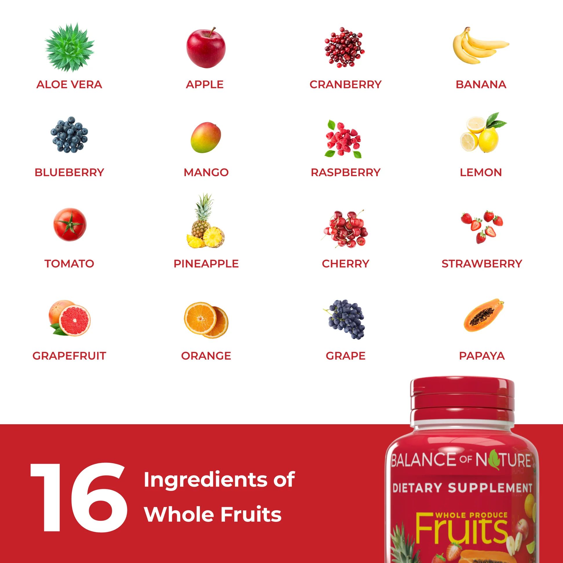 Balance of Nature Fruits Whole Food Dietary Supplement Capsules, 90 Count