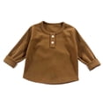 thumbnail image 5 of ATOGUTA Long Sleeve Shirts Girls Casual Long Sleeve T Shirts Kids Crewneck Tops Fashion Tees Size 0-12, Brown, 5 of 6
