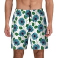 thumbnail image 3 of Uemuo Blue Sunflowers Pattern Mens Swim Trunks Quick Dry Board Shorts with Mesh Lining, Stretch Beach Shorts Quick Dry No-Chafing Board Shorts-Small, 3 of 9