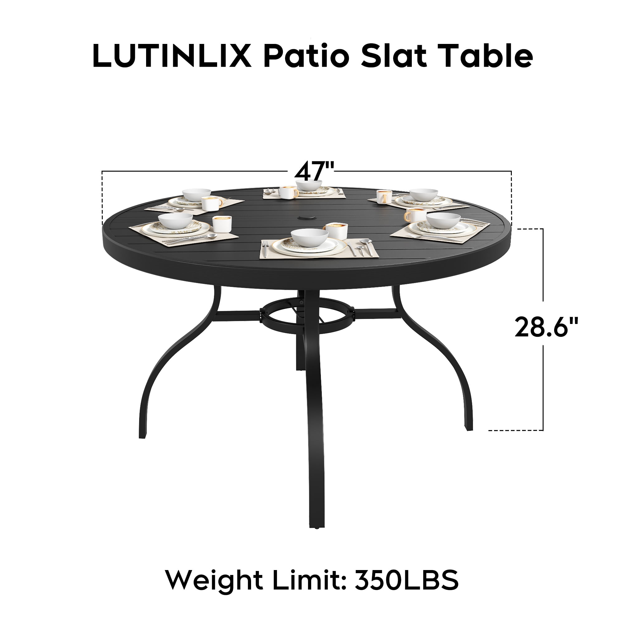 Oudoor Indoor Dinning Round Table Black