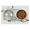 thumbnail image 1 of Silhouette Pet Mat for Food and Water, Winter Birds Stars Snow Abstract Fairytale, Non-Slip Rubber Mat for Dogs and Cats, 18" X 12", by Ambesonne, 1 of 2